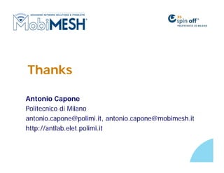 MobiMESH: Introduction to Wireless MESH Networks