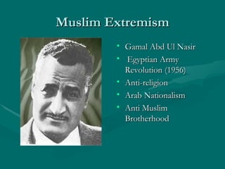 Muslim Extremism Gamal Abd Ul Nasir Egyptian Army  Revolution (1956) Anti-religion Arab Nationalism Anti Muslim Brotherhood 
