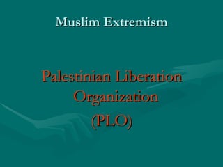 Muslim Extremism Palestinian Liberation Organization (PLO) 
