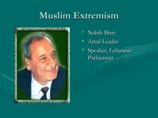 Muslim Extremism Nabih Birry Amal Leader Speaker, Lebanese Parliament 