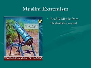 Muslim Extremism RAAD Missile from Hezbollah's arsenal 