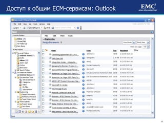 Доступ к общим  ECM- сервисам:  Outlook 