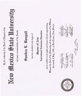 New Mexico State University Masters Diploma PDF