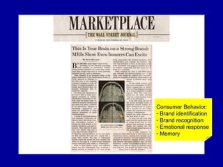 Consumer Behavior: Brand identification Brand recognition Emotional response Memory 