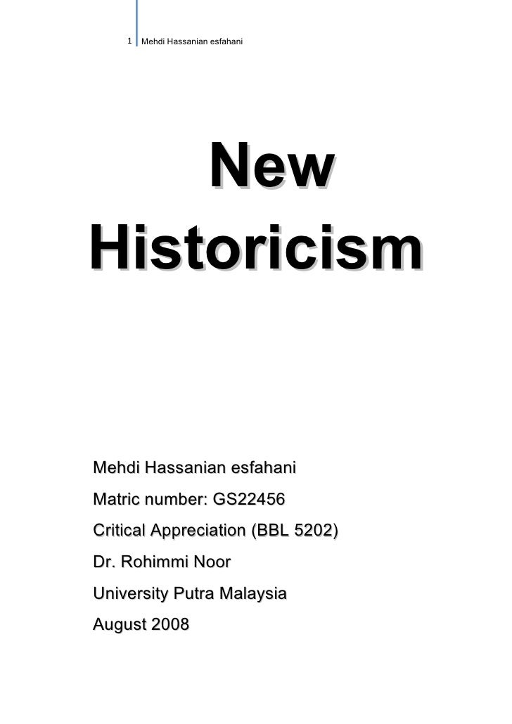 New Historicism And New Historicism