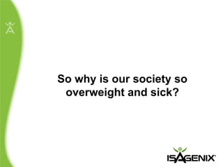 So why is our society so overweight and sick? 