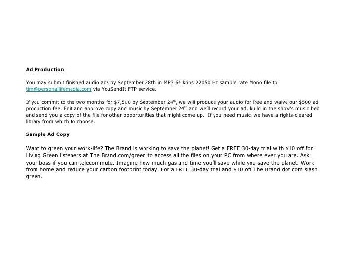 radio show sponsorship proposal