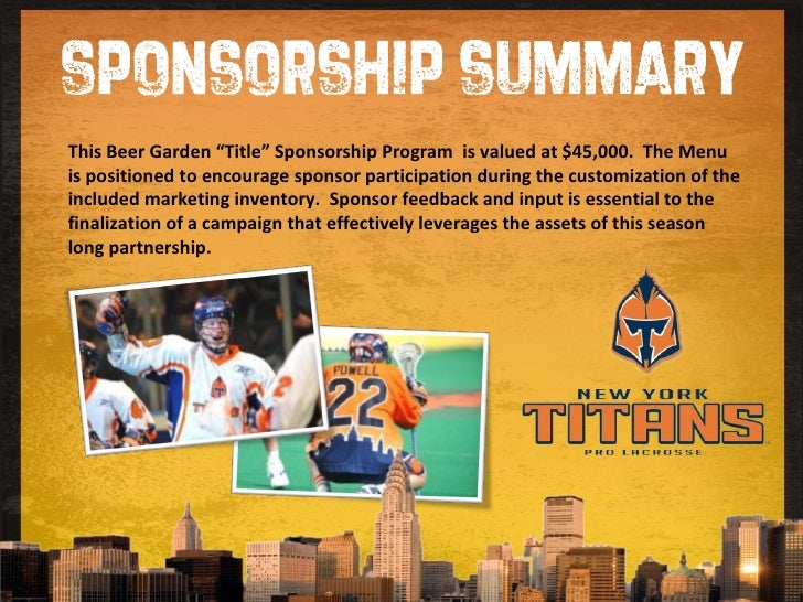 New York Titans 2009 Sponsorship Proposal Beer Garden Leinenkug
