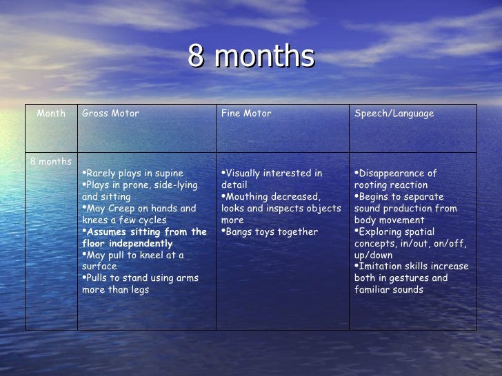 8 Month Developmental Milestones Chart