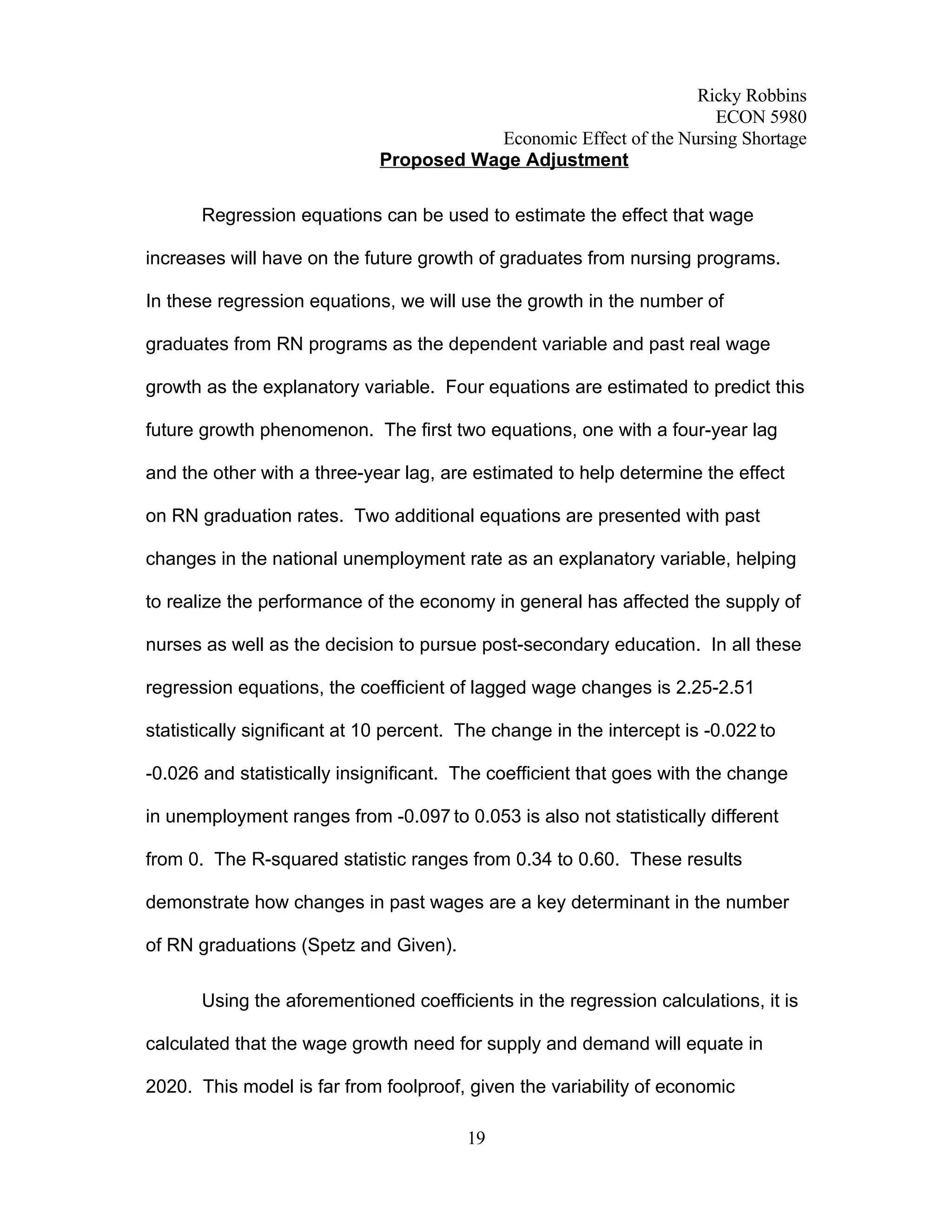 Economic Analysis of Nursing Shortage