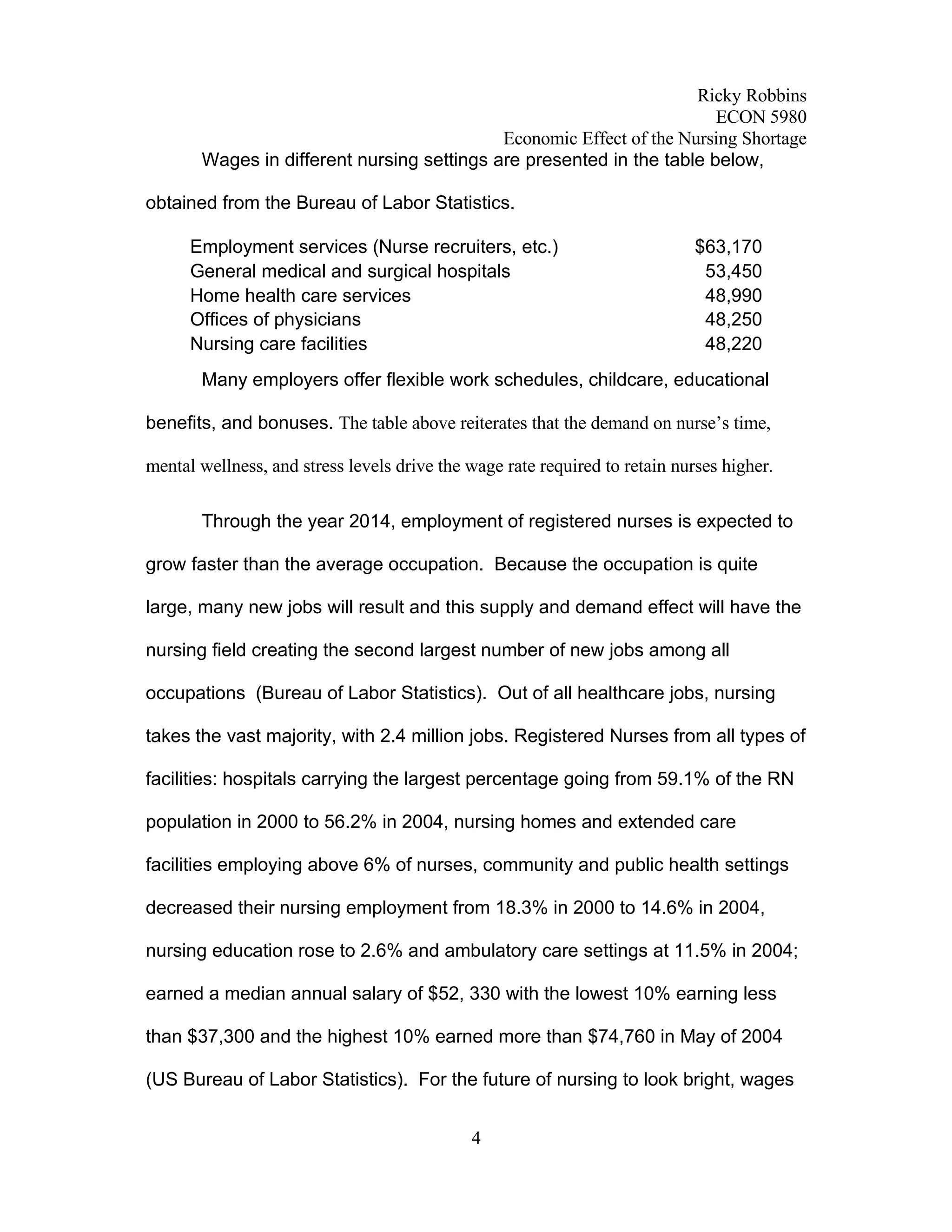 Economic Analysis of Nursing Shortage