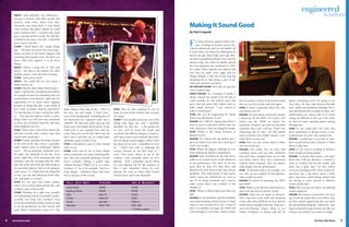 8 www.shure.com On Tour with Shure 9
WENTZ: And definitely the influences…
you get to interact with other people and
interact with other ideas, and that,
obviously, you bring back to your band,
‘This worked, this didn’t. Maybe we could
push ourselves here. I worked with these
guys. I produced this record. We did this.
I definitely do want to do this. I definitely
don’t want to do that.’
STUMP: I think there’s also simple things
like… the more you know, the more exper-
iences you have in the music industry and
watching other people work, the more you
know what your capacity is to do those
things.
WENTZ: There’s a huge list of “do’s and
don’ts,” but they’re all printed via other
people’s careers, with what they’re doing.
STUMP: Yeah, pretty much.
WENTZ: You could fall out very easily, I
think anyone can.
STUMP: And the other thing I think about…
Again, I picked the entrepreneurial stuff as
an example because it’s something that you
would think is non-musical, right? But the
opportunity for so much music happens
because of things like that. I can’t think of
how many awesome musical experiences
I’ve had because of some connection with-
in… Pete and the fashion world or some-
thing, where you will have met somebody
at some sort of fashion function, and then
music happens out of it.
OTWS: That’s what I was curious about, the
outreach towards other creative types that
maybe aren’t musicians.
STUMP: Exactly, and that’s the thing, because
at the end of the day, you’re a specialist,
right? Maybe you’re a cardiologist. Maybe
you’re… We are musicians, ultimately we’re
all under the umbrella of the arts, we’re
artists, right? But, we’re musicians first and
foremost, and you can appreciate the other
arts, but at the end of the day that’s going to
be your main squeeze, that you are going to
make music. So, I think that’s the thing that
is cool, you can take influences from other
arts, and apply it to music.
OTWS: Do you guys have home studios
where you jot down ideas and the like, and
is Shure a part of that at all?
STUMP: Working on it right now, actually.
I’m remodeling a house to include a studio.
Actually, our long time producer Neal
Avron just finished his home studio in time
to do pre-production for this record, and
yeah, Shure is absolutely a part of it. The
funny thing is that some of the… This is a
fun note, our new single, “I Don’t Care,”
most of the backgrounds, including most of
the harmonies are [captured with] just a
[SM]58®
. We had some other mics up, but
[that] was a 58 straight off the demo. It just
vibed well, it just sounded best with the
song. That’s not even the best Shure mic out
there, but it still held up, so I think that’s
definitely a part of what we do.
OTWS: It absolutely is part of what sounds
right to you…
STUMP: Yeah, and it’s one of those things
where sometimes you want something like
that. Also, just musically speaking, I would
never consider miking a guitar amp
without having a [SM]57 on it, or a snare
without a 57 on it, for example. There’s so
many things… Definitely, Shure mics have
been a big part of this record.
OTWS: How are they working for you on
stage, in terms of the wireless that you guys
are using?
STUMP: I was actually gonna say, one of the
things that bugs me, and I probably
shouldn’t say this, but… I was gonna say,
on tour, we’ll be across the world, and
everybody has different things or whatever,
and I don’t want to put anybody else down,
but I’m always much happier when I have
my Shure for my ears. I remember we were
in… I don’t even want to disparage the
country, because it’s not their fault. So I
won’t even name names as far as the
country. I can’t remember where we were
playing… Well, I remember exactly where
we were playing, but for the purposes of
this, I can’t remember where we were
playing. We were on some other brand’s
wireless pack, and it was miserable.
Fall Out Boy Theirs On A Budget
Lead Vocals SM58 PG58
Backing Vocals SM58 PG58
Kick Beta 91 PG52
Hi-Hat KSM137 PG81
Guitar UR14D* PGX14*
Monitors PSM®
700 PSM 200
* wireless system
engineered
wisdom
or front-of-house engineer Danny Kis-
sane, working at Ronnie Scott’s Jazz
Club is a dream job, and you can hardly call
it work when you attain the enthusiasm he
has for the gig. Almost fifty years ago, Brit-
ish tenor saxophonist Ronnie Scott had his
dreams come true when he finally opened
the now legendary jazz landmark in 1959.
It’s a place where legends have played and
new ones are made every night, and for
Danny Kissane, a little bit of luck and big
dreaming led to him being a part of the
club’s past, present and future.
ON TOUR WITH SHURE: How did you get into
venue engineering?
DANNY KISSANE: As a teenager in bands, I
always wanted my sound to be the best it
could possibly be. My interest grew and
grew until the point that I didn’t want to
make music anymore; I just wanted to
make it sound good.
OTWS: Did you do engineering for bands
before you did Ronnie Scott’s?
KISSANE: Yes. I did live engineering before I
went to work in television. Before that, the
only experience I had was doing live bands.
OTWS: What’s it like being in-house at
Ronnie Scott’s?
KISSANE: It’s a dream job, the perfect job. I
get to do what I love every day. I don’t go to
work, I go to play!
OTWS: What’s the biggest challenge for you
when miking up bands or performers?
KISSANE: Time restraints are the only factor
really, as we sound check on the afternoon
of the performance. The mics we use are
great, Beta 56, Beta 57A, Beta 58As, and
therefore we don’t seem to have any serious
problems. This small group of mics pretty
much covers any instrument we want to
use. If I’m doing overheads and I want a
wider sound, then I use a KSM27 or the
[KSM]137.
OTWS: What is it about Shure mics that you
like?
KISSANE: It’s the durability and the reliability
more than anything. Ronnie Scott’s is a hard
venue to mic because it’s so dry. I know if
there is a problem on stage, the SM58 will
work through it. Given that, I know exactly
how it’s going to sound. It’s an honest sound
that we can rely on time and time again.
OTWS: Is there a particular Shure mic that
you always turn to?
KISSANE: For percussion and louder drums,
I always go for the SM57, for vocals I will
always use the SM58; no matter the
performer. Vocalists can come in with their
expensive mics, and I will say, ‘That’s very
interesting, but try this.’ It’s [the SM58]
such an honest and reliable sound, I can’t
really fault it in any way.
OTWS: Have you any stories where a Shure
mic has saved you?
KISSANE: Not really, but we have had
countless artists turn up with condenser
mics and I have swapped them out for SMs
and Betas before they have performed
without them realizing! They are always
really happy with the performance.
OTWS: If someone said to you tonight, you
can only use two models of microphones,
what would you pick?
KISSANE: No prizes for guessing, the SM57
and SM58.
OTWS: What is your favorite performance or
artist who has been at Ronnie Scott’s?
KISSANE: There are too many to mention.
There has been some really jaw dropping
events, like when Jeff Beck was here and the
artists that he brought with him. That was a
once-in-a-lifetime chance thing to see
Vinnie [Colaiuta] on drums and Jeff on
guitar; something you’re not going to see
very often. We have had Wynton Marsalis
here, which was absolutely amazing. We’ve
also had Hiromi here a couple of times. Her
performances are always full of so much
energy. It’s difficult to pick out a few when
we have so many amazing names coming
through here.
OTWS: If you could pick one artist that
hasn’t performed at Ronnie Scott’s, a per-
sonal favorite of yours, who would it be?
KISSANE: I would have to go back in time,
and I would choose John Coltrane or Miles
Davis to play here.
OTWS: If you weren’t working at Ronnie’s
what would you being doing?
KISSANE: I honestly don’t know. I was quite
lucky that I fell into Ronnie’s. I wanted to
come to London and do live sound, and
there was a space that I fit into, which
everyone was happy with. I don’t want to be
anywhere else; I am pretty much a white
glove man now, I prefer being indoors and
not having to move around to different
venues all the time.
OTWS: Have you got any advice for aspiring
sound engineers?
KISSANE: Just keep at it and don’t ever give
up. It took me nearly three years before I got
my first sound engineering job. Just don’t
give up and keep doing the “toilet tours.” Just
keep trying and trying, because one day you
will get your break if you want it enough.
Making It Sound Good
by Paul Crognale
F
 