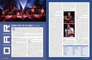 On Tour with Shure 1514 www.shure.com
bracelets. Then we also, for the band at
night, we record CD copies, just straight to
disc. That’s what we use as a reference copy,
and we’ll sit in the back—sometimes a few
of us, sometimes all of us, sometimes just
one of us in the back of the bus—and just
kind of review the show, see what we did
well, see what we can improve upon. We’ve
done that for eight years now, that’s been
the common practice.
OTWS: How has the process of working out
a song changed from when you were in
eighth grade or say, Ohio State? How has it
stayed the same?
CULOS: [laughing] Good question. Yeah, we
have been a band for a very long time. We
started… The roots of the band started, yes,
when we were in eighth grade. Then O.A.R.
formed when we were juniors in high
school, which was 1996. So, when we were
young, I think we struggled with trying to
find meaning and what our songs would
have to say; what we were trying to convey
to an audience. Really, at sixteen years old,
we knew that we didn’t know anything
more than just a little [of what] we’d
experienced. We hadn’t experienced real
life, love, all that kind of stuff, and we didn’t
feel right about singing about those kinds of
things directly. Marc [Roberge], our lead
singer and songwriter, he would sing lyrics
through the eyes of characters that he had
written about in a short story, and he’d base
songs off of these different characters. I
think it was a way for him to talk about
certain things like that, but not have to feel
like he was older or experienced more than
anyone else our age. We were just trying to
reach people our age, and I think that idea
of being honest through our music is
something that has stayed the same from
the very beginning to where we are today.
The actual songwriting has changed
dramatically. It’s gone from where we just
sat around and jammed out ideas until a
song forms or sort of came about and then
we worked it out on stage until we
developed somewhat of a finished idea, and
then went in and recorded it and then
always looked back and said, ‘Hey, it really
wasn’t finished, we need to get better at this.’
So, throughout the years, the main song-
writers in the band have really stepped it up
and taken the time to really sit down and
hash every little detail out. They’ve even
worked with some outside songwriters to
bounce ideas off of, and we’ve come back
with great results from that stuff. I think it’s
also helped them step up their own game
when they write by themselves. I feel like
we’ve matured a lot as songwriters since
when we started in eighth grade. The basic
foundation of just trying to be honest in
what we’re saying, both musically and,
Marc, lyrically, is the same.
OTWS: I see some UHF-R stuff on the stage,
wireless systems. How’s that been working
out for you?
DePIZZO: I love the wireless systems, and it’s
funny… We did a small club show at the
end of our Summer tour, and my guitar tech
handed me my guitar and I played it half
the show with it unplugged, because I’m so
used to it being wireless. Plugging in a cable
is just too much work for me these days.
[laughs] It was funny and extremely em-
barrassing, but very liberating. I think I was
the first to use the wireless stuff, because of
the saxophone. I’d been using the UR stuff
and a Beta 98 for over eight years, and it’s
really been a part of my sound for almost
the entire time I’ve been in the band. Slowly
but surely, the guitar players and such
started going wireless. It’s great. You get to
move around the stage and it provides more
interaction and more options, and that’s
always a good thing.
OTWS: Can we talk about your support
from Shure?
DePIZZO: The relationship that we’ve had
with Shure has been really great for us. I
know that we obviously use the products up
on stage, and we’ve been doing so for years
and years. It’s been great. We’ve been using
them at home as well. I know that in my
home studio I use the [KSM]44s… I’ve used
them for everything. I’ve used them to mike
guitar cabs, I’ve used them for overheads,
vocals, acoustics, saxophone, whatever it is,
you name it. Like I said earlier, the Beta 98’s
been a part of my sound on the horn for a
better part of eight years. The funny thing
is, the [SM]57 on the alto sax… When I
went into the studio this past time to record
the All Sides record, it was the first time that
I’d used multiple horns—the bari, the alto,
and the tenor—and we tried a number of
different microphones. It’s funny, the 57
was the one that worked the best on the
alto. It gave the most true sound. Every-
thing alto on the record was just a good ‘ol
$100 57. It was great.
CULOS: I also think that it carries over into
our personal use, too. I know we all wear
Shure earphones when we’re riding on the
bus or flying from city to city, and listening
to music. On the personal pleasure side, we
use Shure earphones just to listen to tunes.
O.A.R. Theirs On A Budget
Lead Vocals UR24D/Beta 58* PGX24/Beta 58*
Backing Vocals Beta 58A®
& SM57 PG58
Kick Beta 91 & Beta 52®
A PG52
Snare Top/Bottom SM57 PG57
Toms SM98 PG56
Hi-Hat KSM32 PG81
Overheads KSM32 PG81
Percussion SM98 PG56
Djembe Top SM57 PG57
* wireless system
ON TOUR WITH SHURE: Taping and tape trading can
be a blessing to some artists and a curse to others.
As a band you are very supportive of tape trading.
Can you explain why you think this has helped you
thrive and grow?
CHRISCULOS: I think the reason that tape trading has
helped to build the fan base of the band, is because
it gives people something to talk about. It gives
them something… an activity that they can sort of
partake in. They can tape the show, go home, talk
about it, trade it for other shows and compare. It
actually sparked a whole community of people
who’ve come out to shows, and I think it gets
people interested in coming back to shows, rather
than seeing one show and saying, ‘Alright, I’ve seen
them live, that’s enough for me.’ And for us, it’s good
because it keeps us on our toes. We have to work on
new arrangements for songs, work on different set
lists, things like that, so it’s great for everything.
OTWS: Why did you decide to go with USB wrist-
bands as the medium for physical distribution of
your live shows?
CULOS: Because USB headbands were sold out.
[laughter]
JERRY DePIZZO: There’s that, which is true. Then the
other side of it is the media’s always gonna change.
The wristband is just the latest piece of media that
we’re actually gonna use, and it’s gonna change and
evolve into a number of different things. It was
something that we thought the audience would be
interested in, our kids are young, they’re tech savvy,
they challenge us. So, it felt like something that was
both wearable and re-useable and something we
were able to brand and easily distribute.
OTWS: Do you record reference copies of all of your
shows? How, and what do you use to record them?
DePIZZO: Well, we do a number of different things.
We record a multi-track version of each show every
night. We record an mp3 format version of the show
every night, and that’s what we use for the USB
ome of us probably had a band when we were in grade school or even high school, and the rest
of us might have known someone in a band during those trying scholastic years. Most bands back
then barely made it out of the garage or broke up after their first gig, but how many do you know
that actually stayed together and just kept on evolving and evolving to one day turn into the darlings of the
college rock scene? Well, O.A.R. is a band that tells that very story, and it seems that the elongated version
of their name, Of A Revolution, is more than just a clever tag for the six-member band from Rockville,
Maryland, it’s a statement of longevity.
We sat down with Jerry DePizzo [saxophone, guitar, backing vocals] and Chris Culos [drums, percus-
sion] before their sold-out night at Nashville’s Ryman Auditorium. We talked about tape-trading, song-
writing, and, of course… microphones.
 