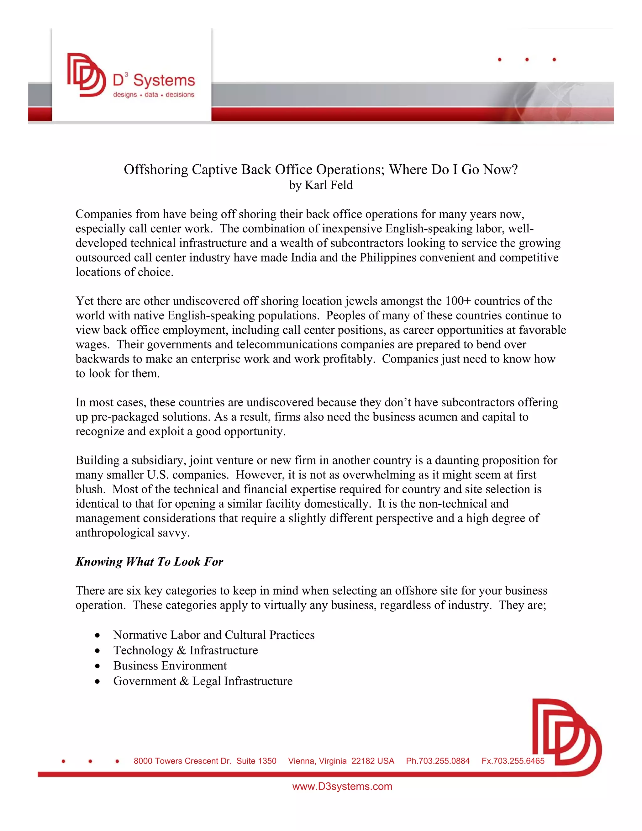 Offshoring Research Operations