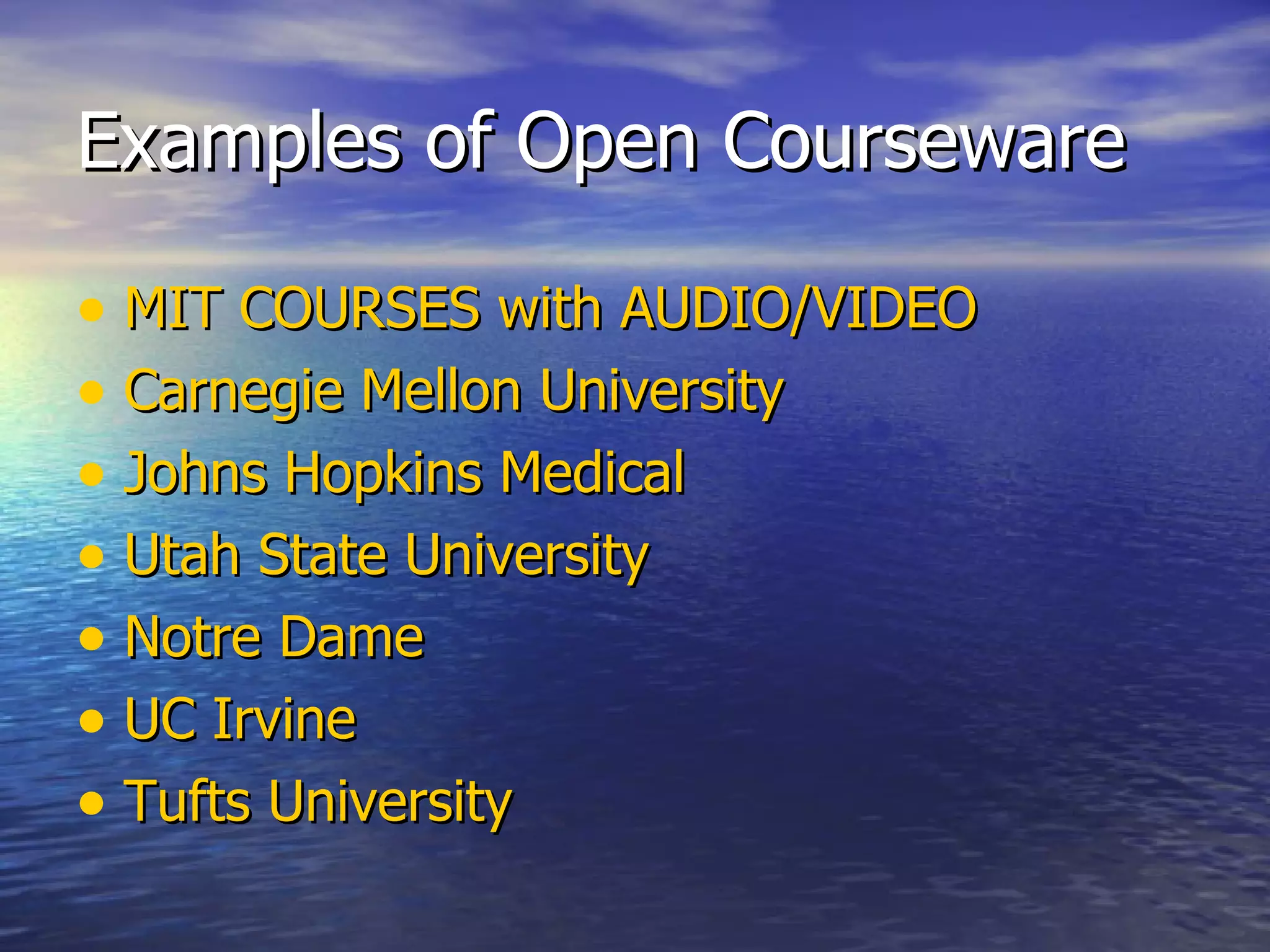 Open Courseware & Resources | PPT