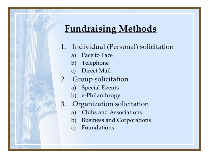 Overview Of Fundrasing Methods
