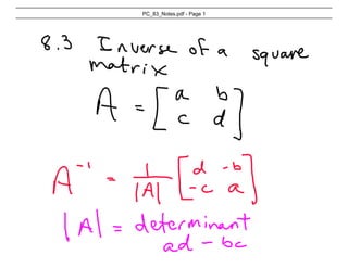 PC 8.3 Notes Inverse Matrices