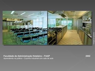 Faculdade de Administração Hoteleira – FAAP  2002 Aprendendo na prática - Cozinha industrial com sala de aula * Projeto em parceria 
