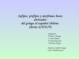 Sufijos, prefijos y morfemas bases derivados del griego al español chileno. (letras S/T/U/V) ,[object Object],[object Object],[object Object],[object Object],[object Object],[object Object],[object Object]