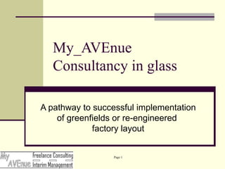 My_AVEnue Consultancy in glass A pathway to successful implementation of greenfields or re-engineered  factory layout 