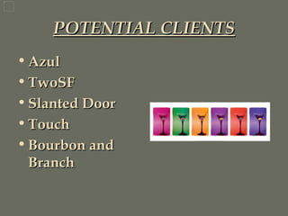 POTENTIAL CLIENTS Azul TwoSF Slanted Door Touch Bourbon and Branch 