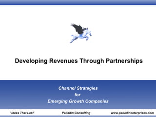 Developing Revenues Through Partnerships Channel Strategies for  Emerging Growth Companies “ Ideas That Last ”  Palladin Consulting   www.palladinenterprises.com 