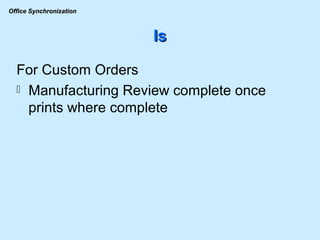 Is For Custom Orders Manufacturing Review complete once prints where complete 