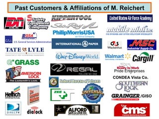 Past Customers & Affiliations of M. Reichert Pride Enterprises CONDEA Vista Co. /GISO 