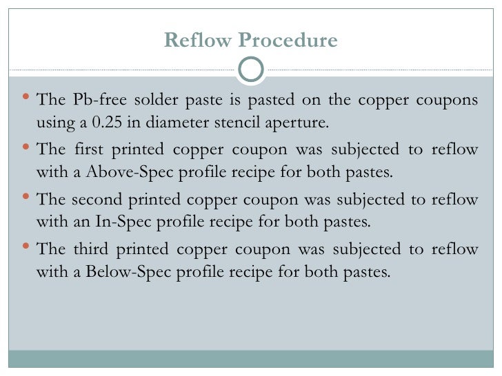 Performance Of Pb Free Solder Pastes At Different Reflow