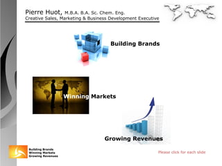 Please click for each slide Winning  Markets Building Brands Growing Revenues 