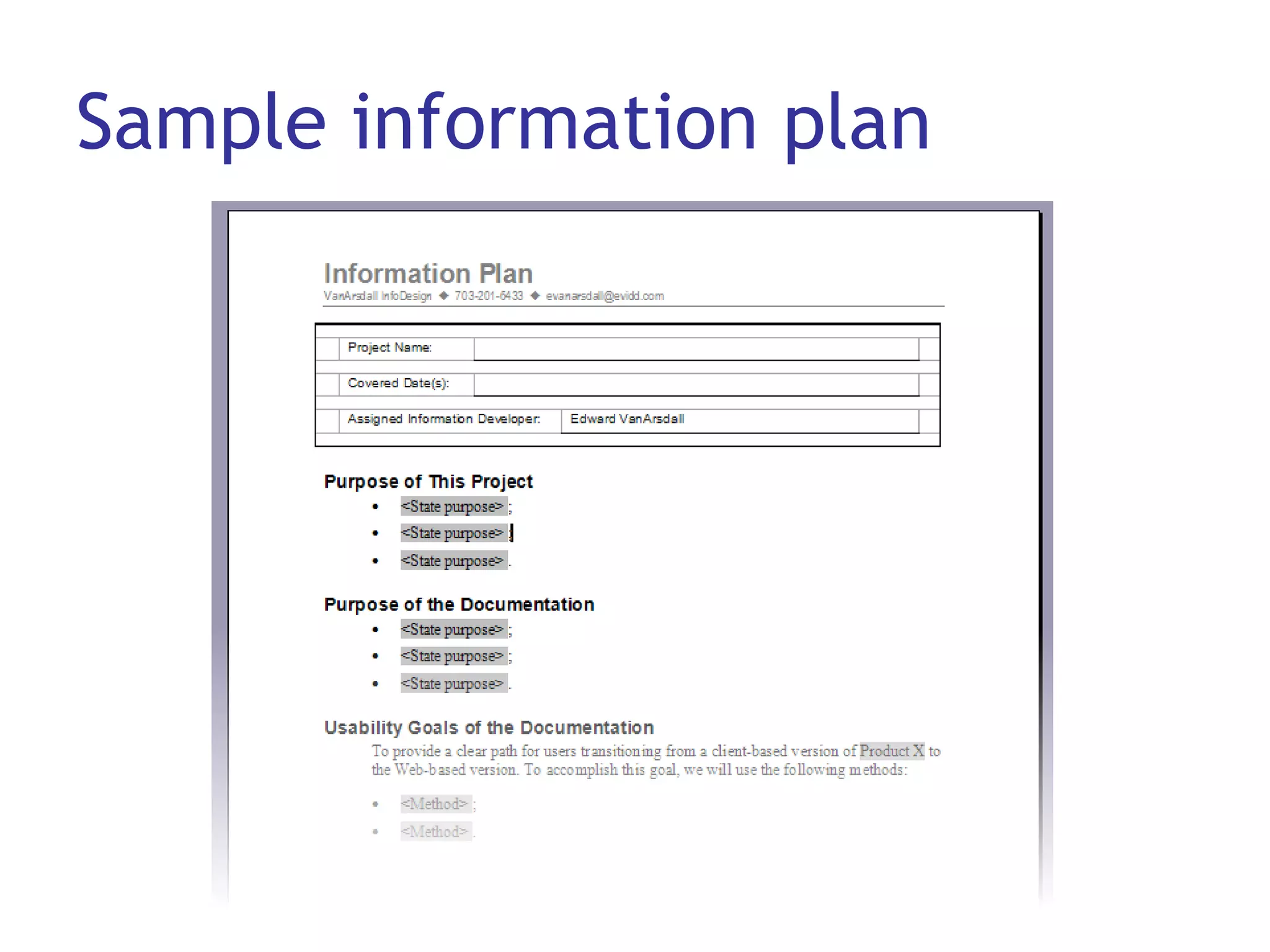 Sample information plan 