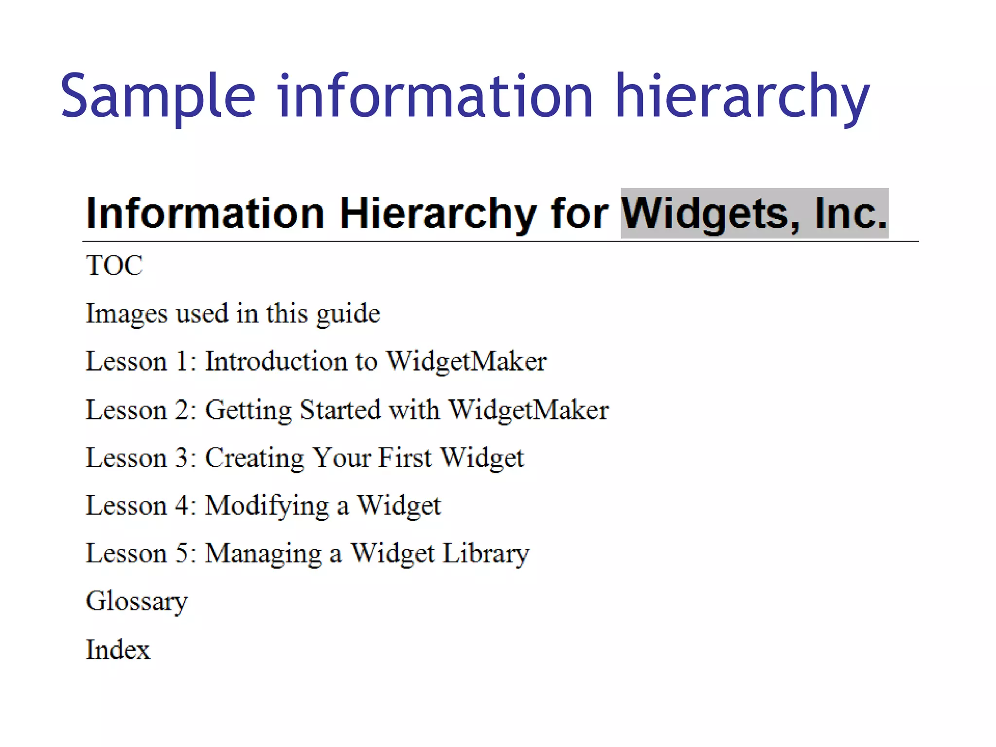 Sample information hierarchy 