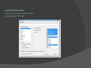 Tool to Extract Data from Landscape Plans AutoCAD Customization