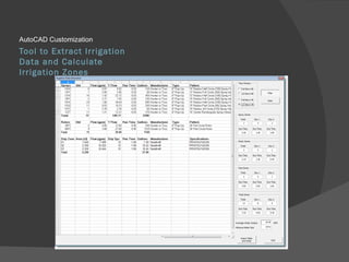 Tool to Extract Irrigation Data and Calculate Irrigation Zones AutoCAD Customization
