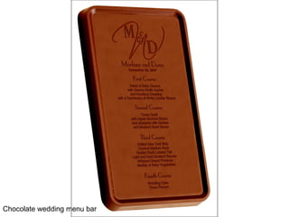 Chocolate wedding menu bar 