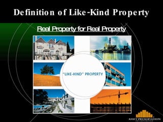 Definition of Like-Kind Property Real Property for Real Property 