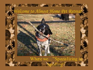 Welcome to Almost Home Pet Retreat Where we…”Specializing in Spoiling” 