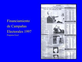 Financiamiento  de Campañas Electorales 1997 Programa Excel 