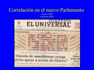 Correlación en el nuevo Parlamento  Agosto 2000 Programa SPSS 