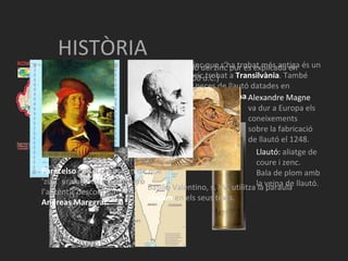 HISTÒRIA La peça de zinc que s’ha trobat més antiga és un ídol prehistòric trobat a  Transilvània . També s’han trobat peces de llautó datades en 1000-1400 a.C.  a  Palestina . Llautó:  aliatge de coure i zenc. Bala de plom amb la veina de llautó. La fusió i extracció del zinc pur és explicada en el  Rasarnava  (1000 d.C.) Alexandre Magne  va dur a Europa els coneixements sobre la fabricació de llautó el 1248. Basilio Valentino, s. XV, utilitza la paraula  zincum  en els seus texts. Paracelso  fou el primer en dir que ‘zink’ era un nou metall, però l’autèntic descobridor fou  Andreas Marggraf.  