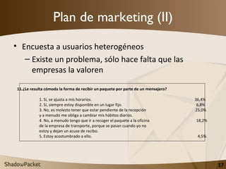Plan de marketing (II) <ul><li>Encuesta a usuarios heterogéneos </li></ul><ul><ul><li>Existe un problema, sólo hace falta ...