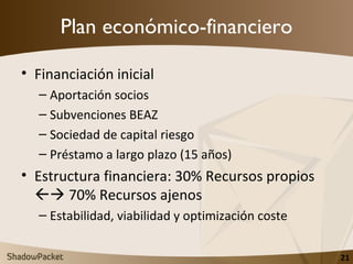 Plan económico-financiero <ul><li>Financiación inicial </li></ul><ul><ul><li>Aportación socios </li></ul></ul><ul><ul><li>...