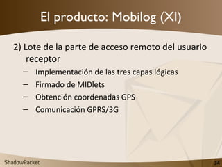 El producto: Mobilog (XI) <ul><li>2) Lote de la parte de acceso remoto del usuario receptor </li></ul><ul><ul><li>Implemen...