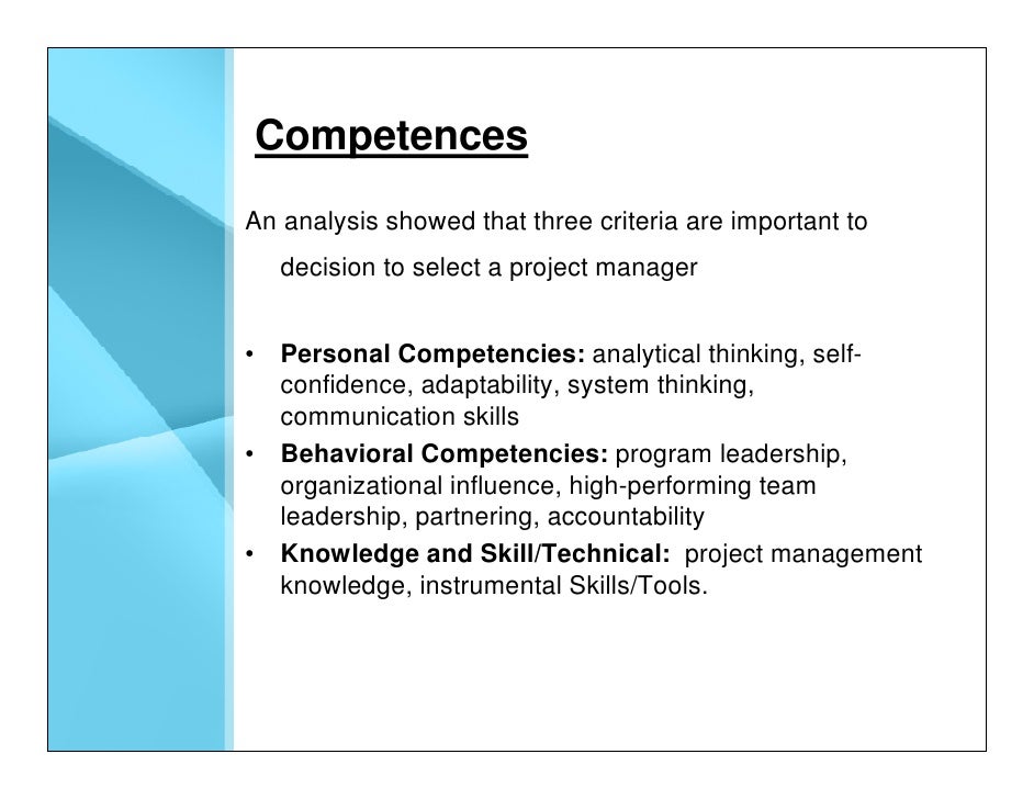 Project Manager Competences And Selection
