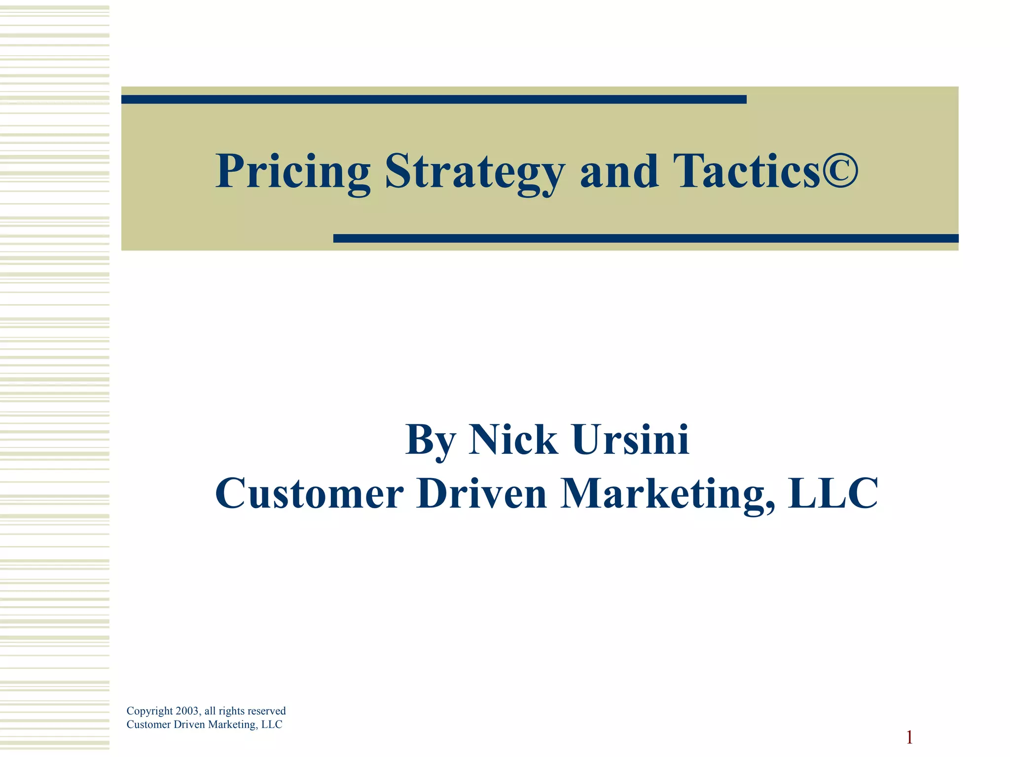 Pricing Strategy & Tactics V.2 | PPT