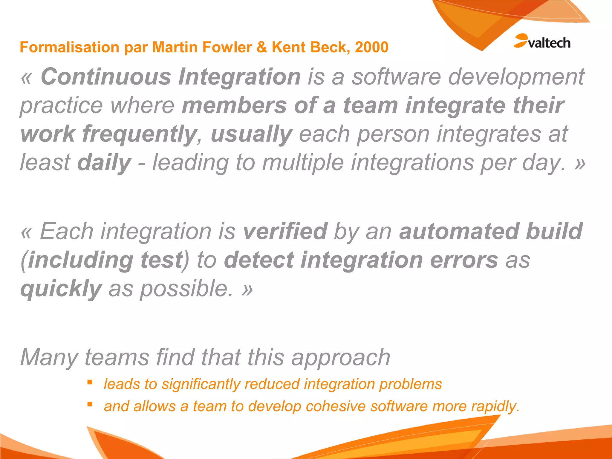 Principes de L'intégration Continue