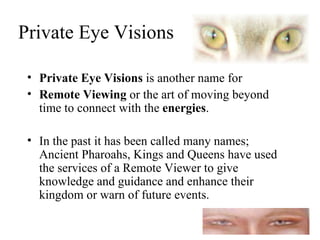 Private Eye Visions ,[object Object],[object Object],[object Object]