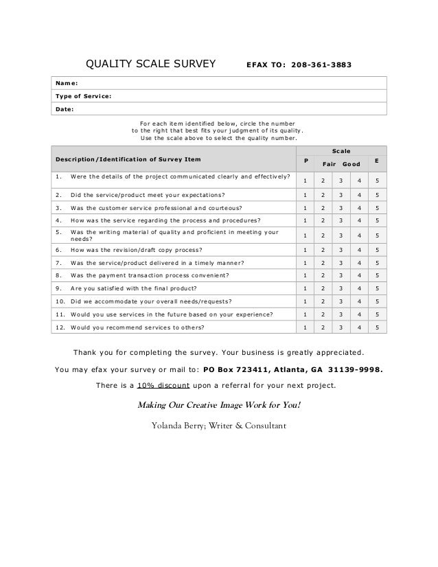 Quality Scale Survey