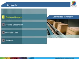 Agenda Benefits Business Case Business Scenario Concept Elaboration 1 2 3 4 Centralized Inventory 