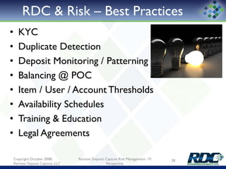 Best Practices in Remote Deposit Capture Risk Management | PPT